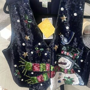 Sequin NWT snowman vest M